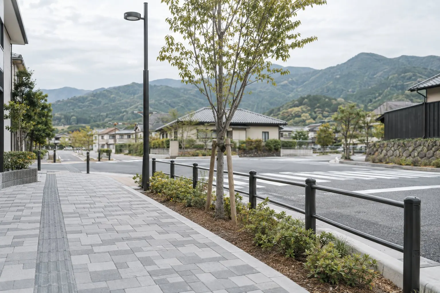 完成した歩道と植栽帯のイメージ